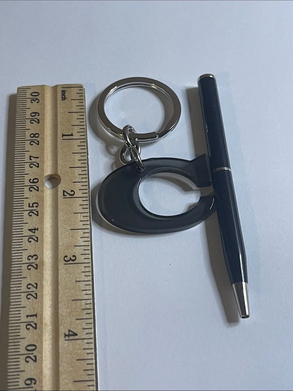 Coach Black 'C' Keychain Charm and Coach Pen
